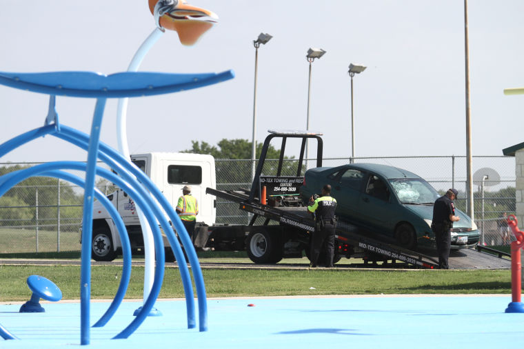 Car Hits Utility Building at Long Branch Park
